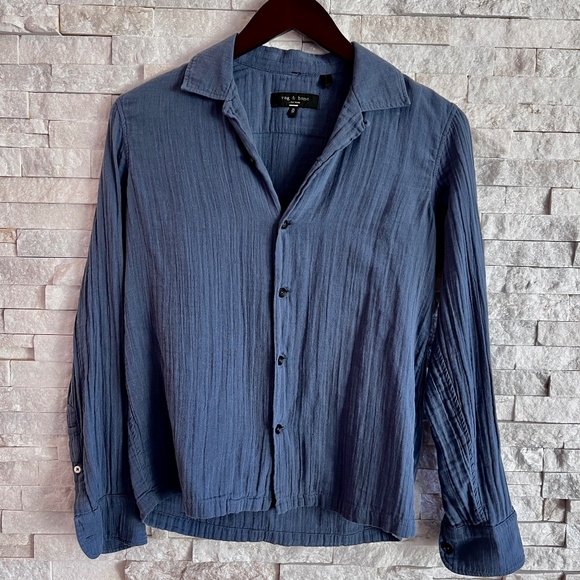 Rag & Bone 100% Cotton Blue Button-Up Shirt - Picture 1 of 6